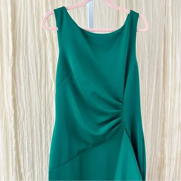 eliza j hunter green dress Eliza J Ruffle Scuba Sheath Dress in Hunter Green Size 6